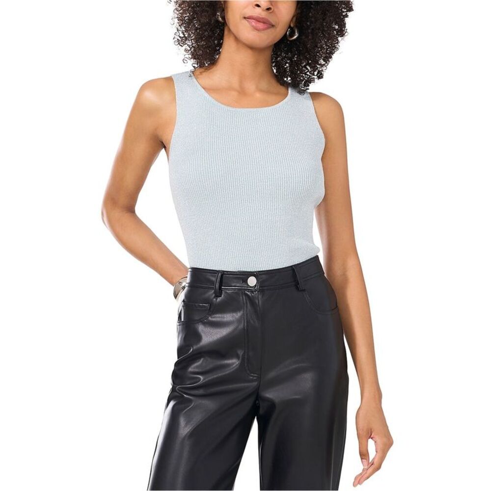 Vince Camuto Womens Rib Lurex Crew Neck Tank Top, NWT